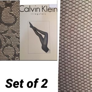 Calvin Klein Set of 2 Print Black Sheer Control Top Pantyhose B or D NEW